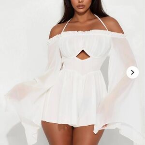 Fashion Nova White Off-Shoulder Romper